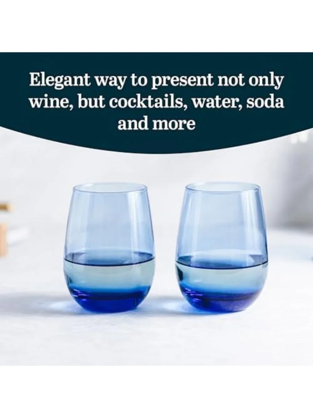 Set of 6 Classic Stemless Wine Glasses - Timeless 15.25 Oz Cups for Dinners